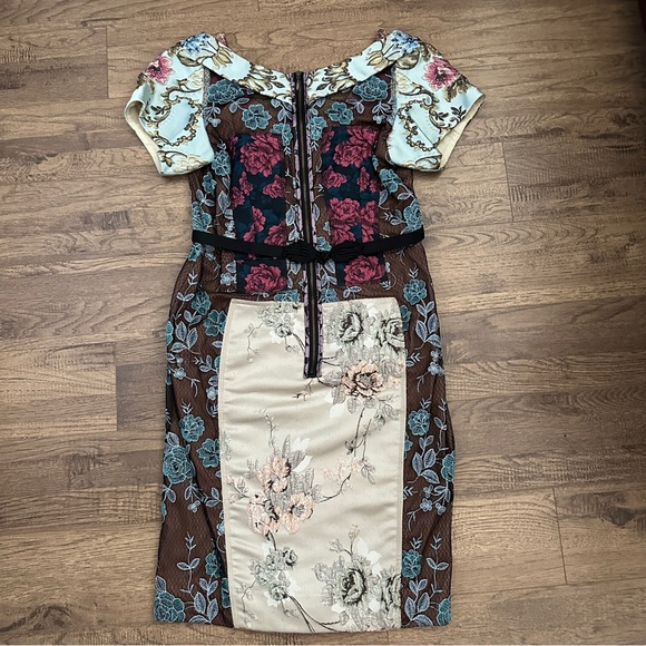 NWOT$298 Beguile Byron Lars Anthropologie Pieced Brocade Tapestry Dress 8P - Picture 4 of 11